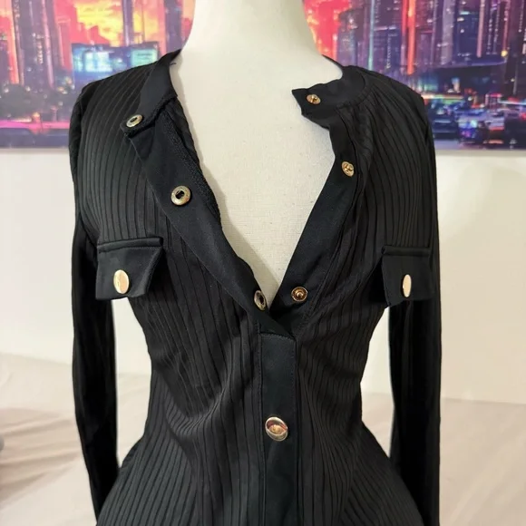 Elegant Black Asymmetrical Dress - Picture 2 of 6